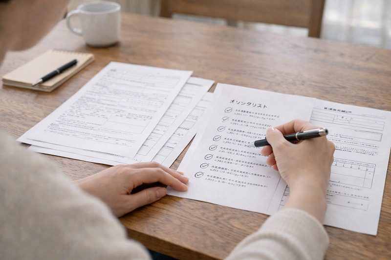 チェックシートを使って入園希望理由を最終確認している様子