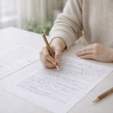 保育園入園希望理由を短い記入欄に書いている保護者の手元