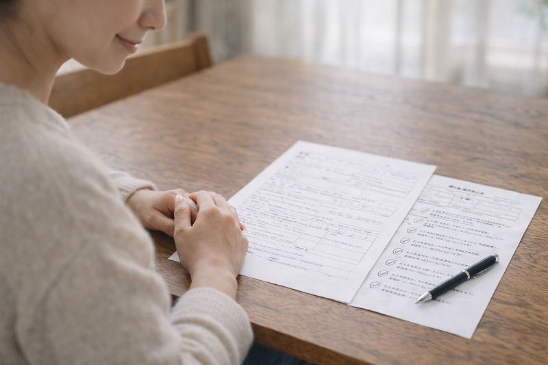 入園希望理由を書き終えて安心している保護者の手元