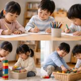 液型A型の子どもたちの表情がわかる保育室での様子