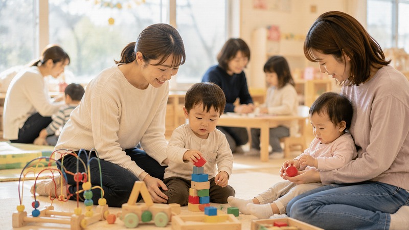 地域の子育てイベントで親子が交流している様子