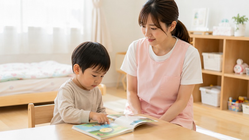 病児保育施設で穏やかに過ごす子ども