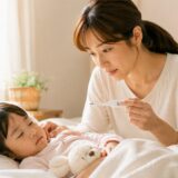 保育園へ登園できるか迷った朝。子どもの体調を確認しながら見守る保護者の様子。