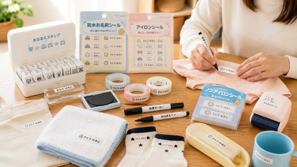 保育園の名前付けに便利なお名前スタンプや名前シール