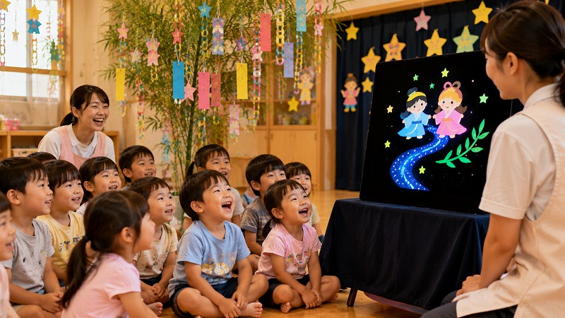 七夕会を楽しむ保育園の子どもたち