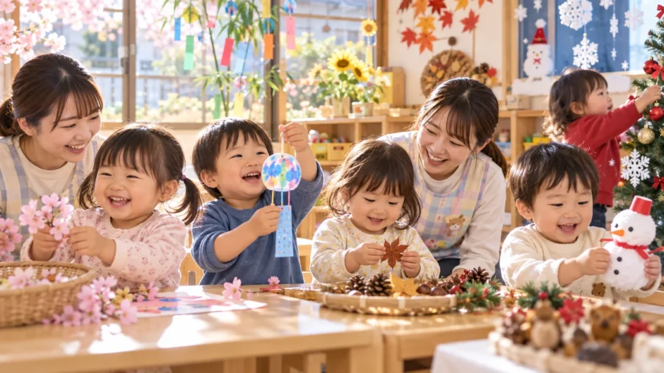 保育園で季節の行事を楽しむ子どもたち