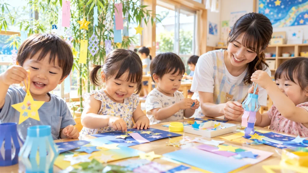 夏の季節行事を楽しむ保育園の子どもたち